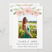 Moderner Eleganter Pink Poppy Blumenbeet Abschluss Ankündigung (Vorne/Hinten)