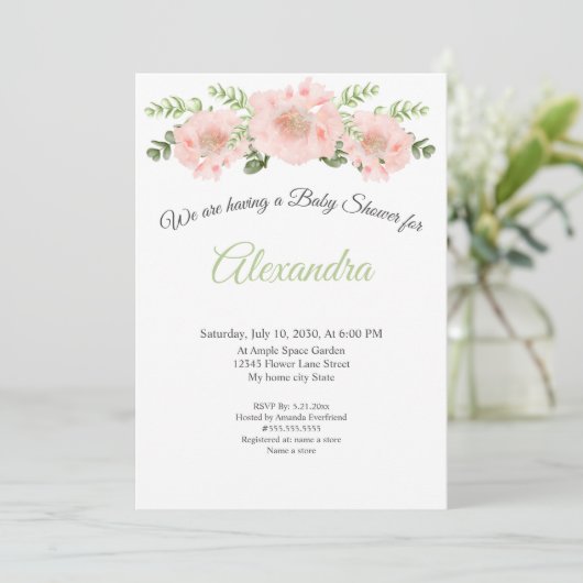 Moderner Eleganter Pink Poppy Blumenstrauß Abschlu Ankündigung (Stehend Vorderseite)