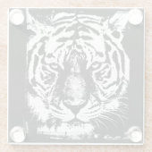 Moderner Eleganter Pop Art Tiger Federführung Vorl Glasuntersetzer (Rückseite)