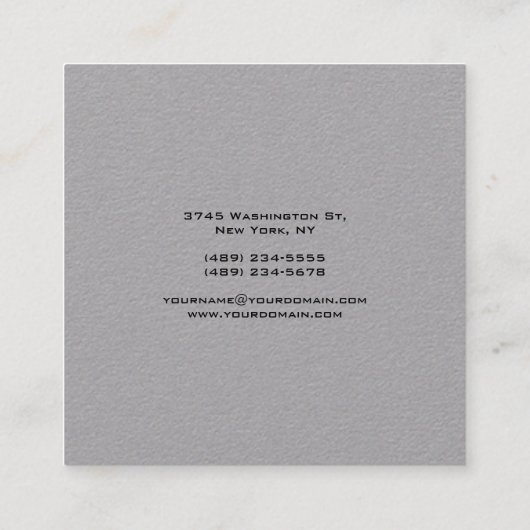 Moderner Eleganter Premium Gray Manager Quadratische Visitenkarte (Rückseite)
