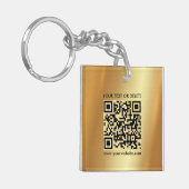 Moderner Eleganter QR-Code Gold doppelseitig platz Schlüsselanhänger (Vorderseite links)