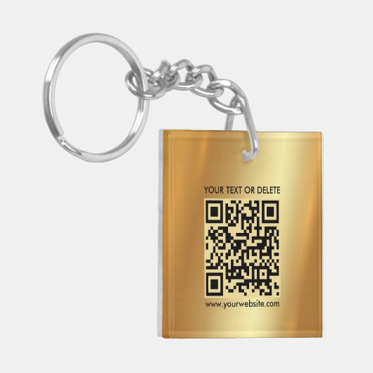Moderner Eleganter QR-Code Gold doppelseitig platz Schlüsselanhänger (Vorderseite links)