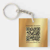 Moderner Eleganter QR-Code Gold doppelseitig platz Schlüsselanhänger (Vorderseite)