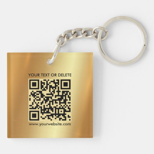 Moderner Eleganter QR-Code Gold doppelseitig platz Schlüsselanhänger (Rückseite)