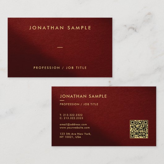 Moderner Eleganter QR Code Premium Dick Luxuriös Visitenkarte (Vorne/Hinten)