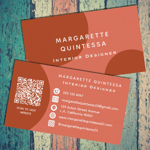 Moderner Eleganter QR Code Terracotta Beruflich Visitenkarte