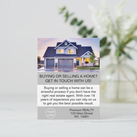 Moderner, eleganter Realtor-Agent Postkarte (Stehend Vorderseite)