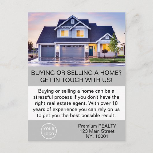 Moderner, eleganter Realtor-Agent Postkarte (Vorderseite)