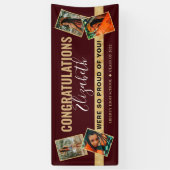 Moderner, eleganter Red Gold Foto Collage Abschlus Banner (Vertikal)