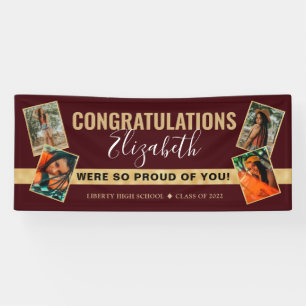 Moderner, eleganter Red Gold Foto Collage Abschlus Banner