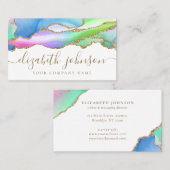 Moderner Eleganter Regenbogen Gold Glitzer Agate M Visitenkarte (Vorne/Hinten)