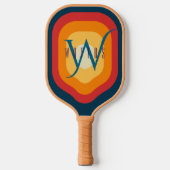 Moderner eleganter Retro-Mit Monogramm Anfangsname Pickleball Schläger (Vorderseite)