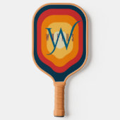 Moderner eleganter Retro-Mit Monogramm Anfangsname Pickleball Schläger (Rückseite)