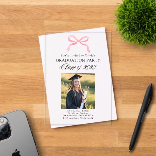 Moderner eleganter rosa Abschluss Acryleinladungen (Insitu (Einladungskarte))