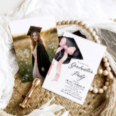 Moderner eleganter rosa Bow Graduation Cap Abschlu Einladung