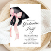 Moderner eleganter rosa Bow Graduation Cap Abschlu Einladung