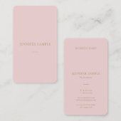 Moderner eleganter rosa Goldtext-Minimalistische Visitenkarte (Vorne/Hinten)