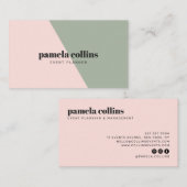 Moderner, eleganter rosa grüner, minimalistischer  visitenkarte (Vorne/Hinten)