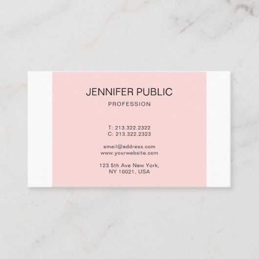Moderner Eleganter Rosa Minimalistischer Schlichte Visitenkarte (Vorderseite)