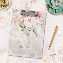 Moderner Eleganter rosa Rosenstaub Blumenmarmor Klemmbrett