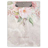Moderner Eleganter rosa Rosenstaub Blumenmarmor Klemmbrett (Vorderseite)