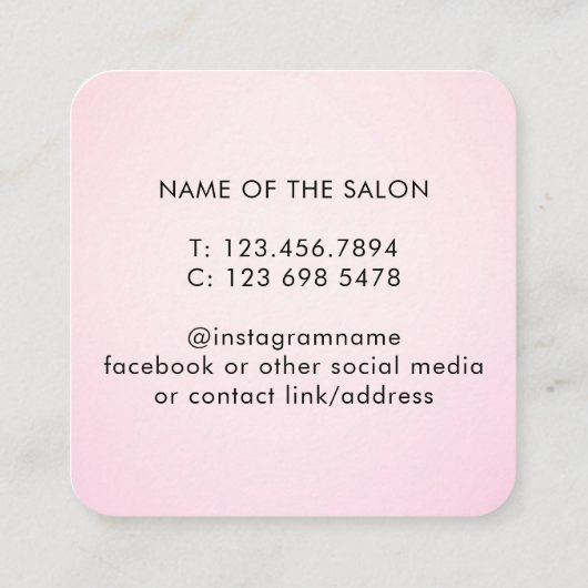 Moderner Eleganter Rosa Schönheitssalon Terminkarte (Rückseite)