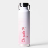 Moderner eleganter rosa Script-Individuelle Name M Trinkflasche (Vorne)