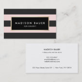 Moderner eleganter, rosa und schwarz gestreifter S Visitenkarte (Vorne/Hinten)