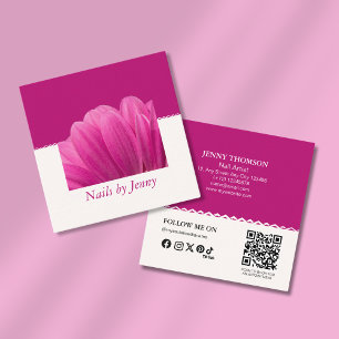 Moderner Eleganter Rosa Weißer Nagelkünstler Quadratische Visitenkarte