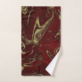 Moderner Eleganter Rot-Gold-Marmor-Swirl Badhandtuch Set (Handtuch)