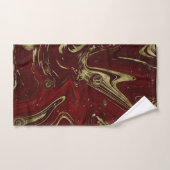 Moderner Eleganter Rot-Gold-Marmor-Swirl Badhandtuch Set (Handtuch)