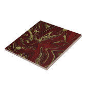 Moderner eleganter Rot- und Goldmarmor Swirl Fliese (Seite)