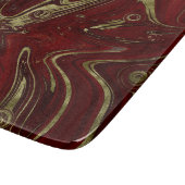 Moderner eleganter Rot- und Goldmarmor Swirl Schneidebrett (Ecke)
