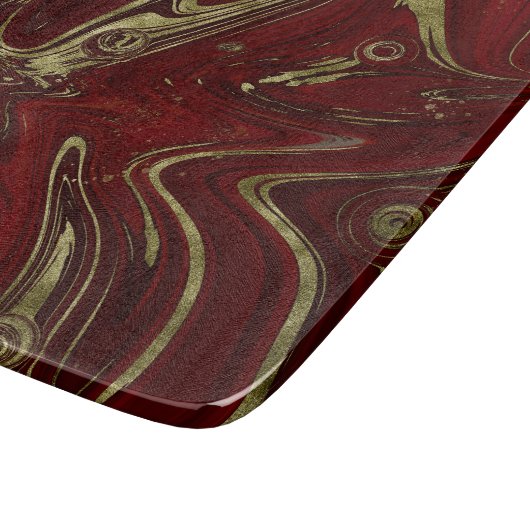 Moderner eleganter Rot- und Goldmarmor Swirl Schneidebrett (Ecke)