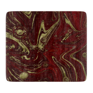 Moderner eleganter Rot- und Goldmarmor Swirl Schneidebrett