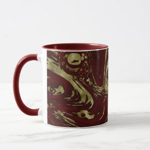 Moderner eleganter Rot- und Goldmarmor Swirl Tasse