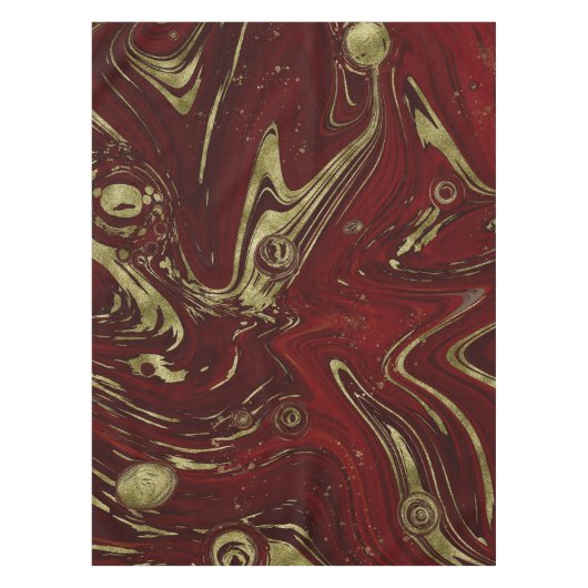 Moderner eleganter Rot- und Goldmarmor Swirl Tischdecke (Vorderseite)