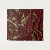 Moderner eleganter Rot- und Goldmarmor Swirl Wandteppich (Vorderseite (Horizontal))