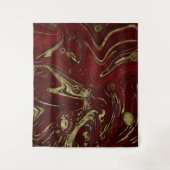Moderner eleganter Rot- und Goldmarmor Swirl Wandteppich (Vorderseite)