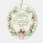 Moderner Eleganter Roter Grüner Weihnachtsblumenre Keramik Ornament (Links)