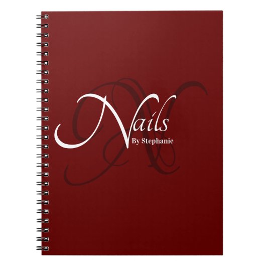 Moderner Eleganter Roter Monogramm Typografie Nail Notizblock (Vorderseite)