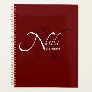 Moderner Eleganter Roter Monogramm Typografie Nail Planer