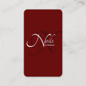 Moderner Eleganter Roter Monogramm Typografie Nail Visitenkarte (Vorderseite)