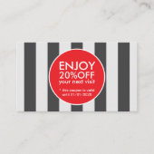 Moderner, eleganter roter Streifen Rabattkarte (Vorderseite)