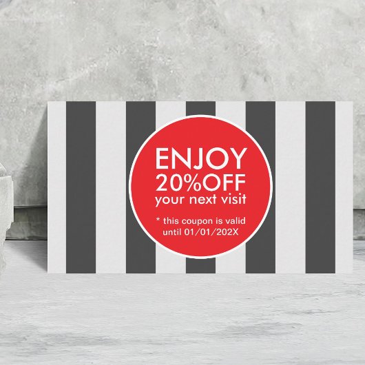 Moderner, eleganter roter Streifen Rabattkarte