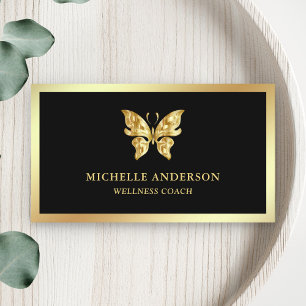 Moderner Eleganter Schick Schwarzer Butterfly Visitenkarte
