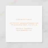 Moderner eleganter Schönheitssalon in Gold und Wei Terminkarte (Rückseite)