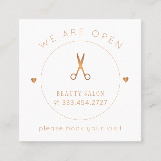 Moderner eleganter Schönheitssalon in Gold und Wei Terminkarte (Vorderseite)