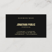 Moderner eleganter Schwarz Gold modischer Schlicht Visitenkarte (Vorderseite)
