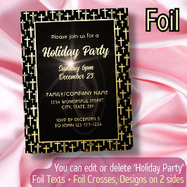 Moderner, eleganter Schwarz- und Goldschnitt-Scrip Folie Einladungspostkarte